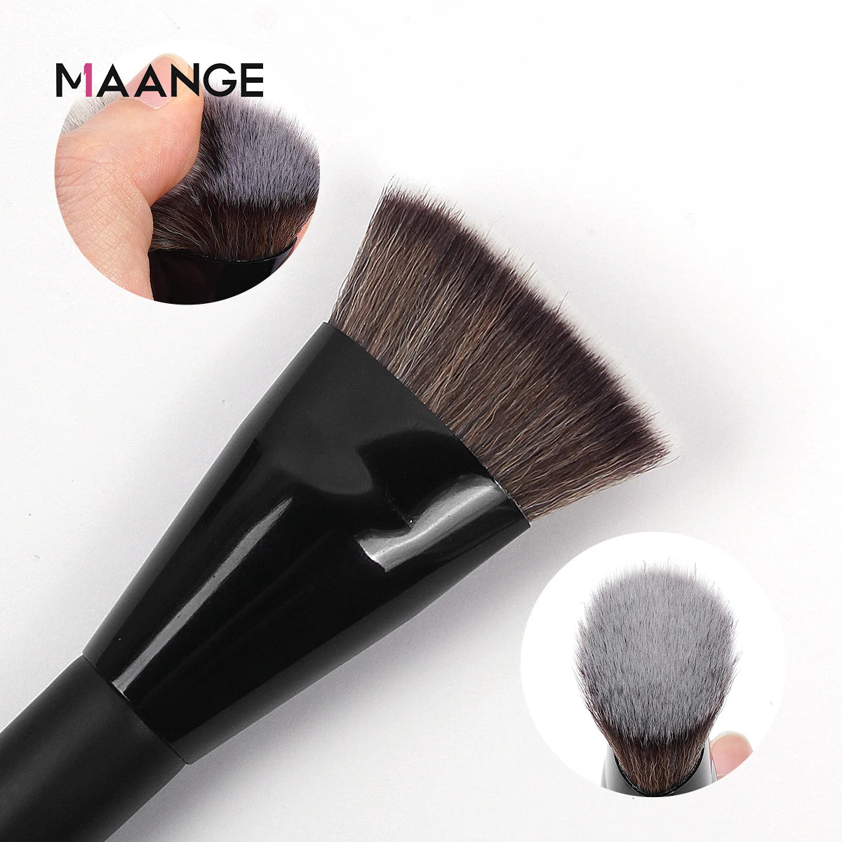 MAANGE Single Flat Round Tube Flat Head Foundation Brush With Box Powder Blush Makeup Brush Skin-friendly Makeup Tool