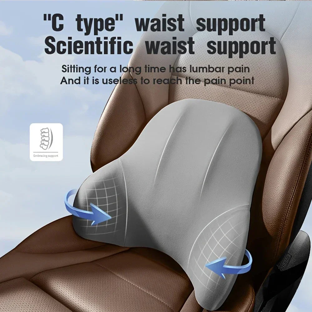 Memory Foam Headrest Lumbar Support Set Ergonomic Neck Pillow Back