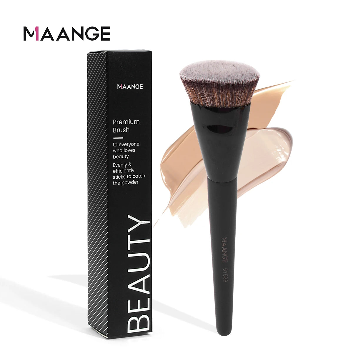 MAANGE Single Flat Round Tube Flat Head Foundation Brush With Box Powder Blush Makeup Brush Skin-friendly Makeup Tool