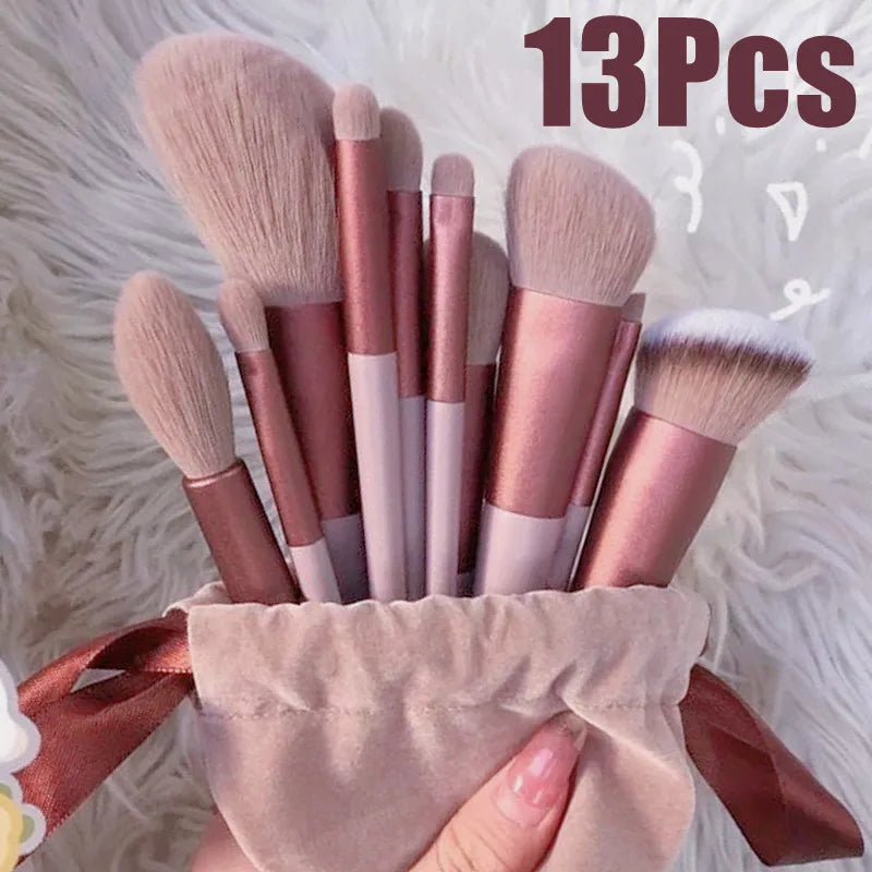 13 PCS Makeup Brushes Set Eye Shadow Foundation Women Cosmetic Brush  Soft Make Up Tools Bag