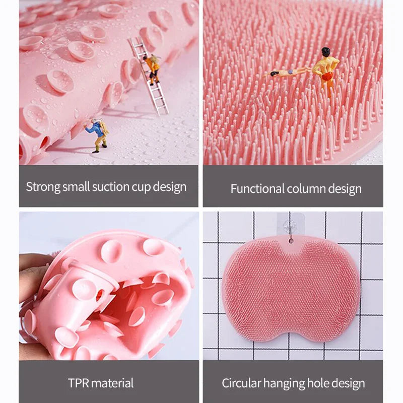Exfoliating Foot Brush and Back Scrubber Anti-Slip Suction Cup - Tool for Body Dirt Removal