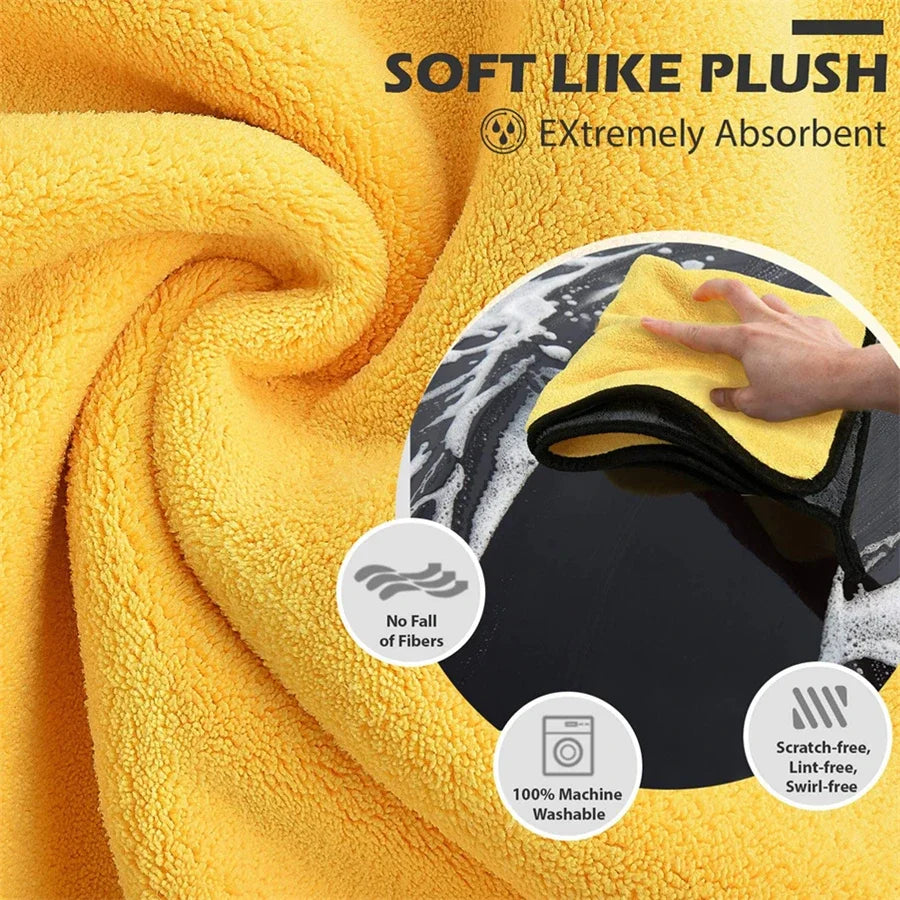 1/2/6/10pcs Microfiber Cleaning Towel Thicken Soft Drying