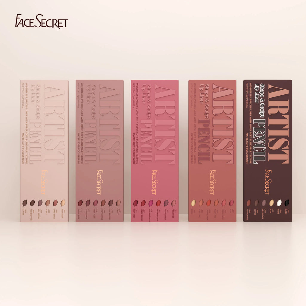Face Secret Artist Shape Sculpt Lip Liner Pencil Set, Texture Matte Soft
