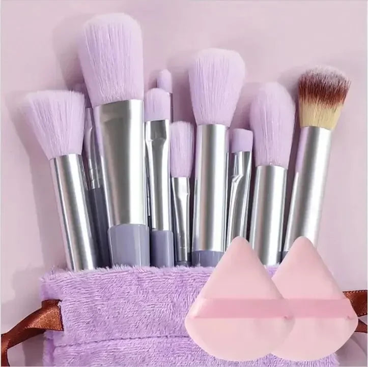 13pcs Premium Synthetic Nylon Bristle Makeup Brush Set - Soft