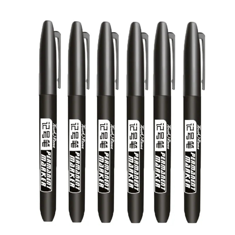 6 PCS Permanent Marker Pen Manga Drawing Markers Black Blue Red, Art School Supplies