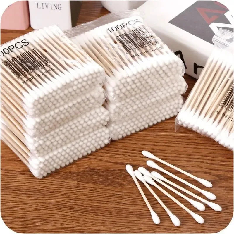 200/500 Double Round Headed Cotton Swabs Headed Cotton Swabs Bamboo Sticks
