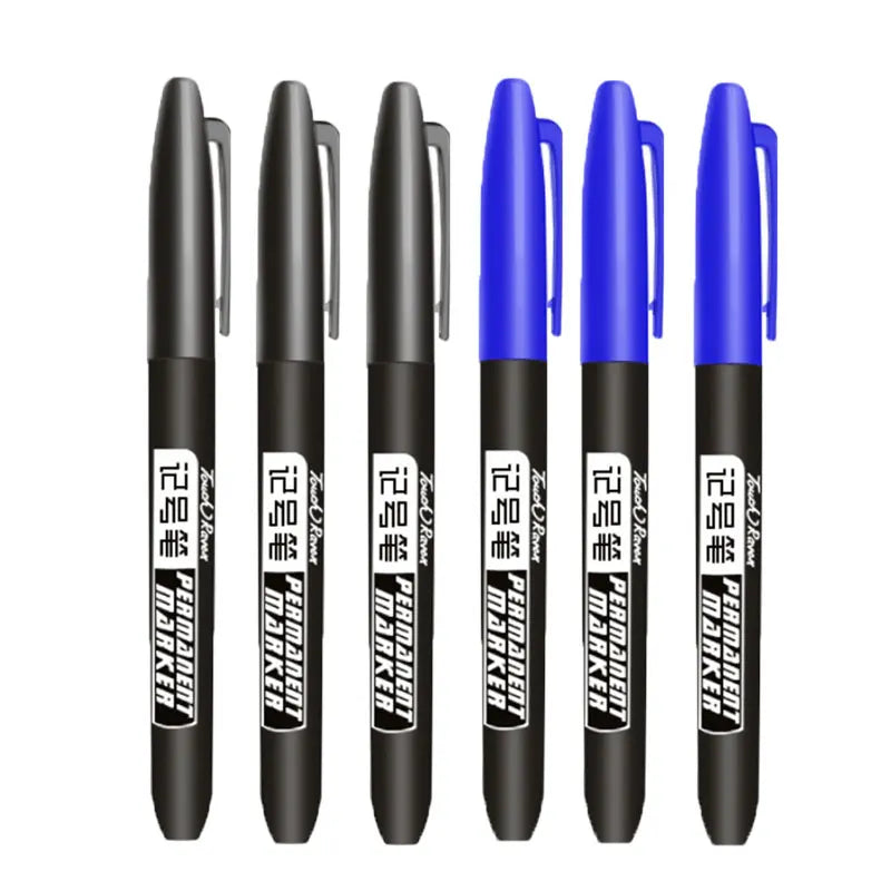 6 PCS Permanent Marker Pen Manga Drawing Markers Black Blue Red, Art School Supplies