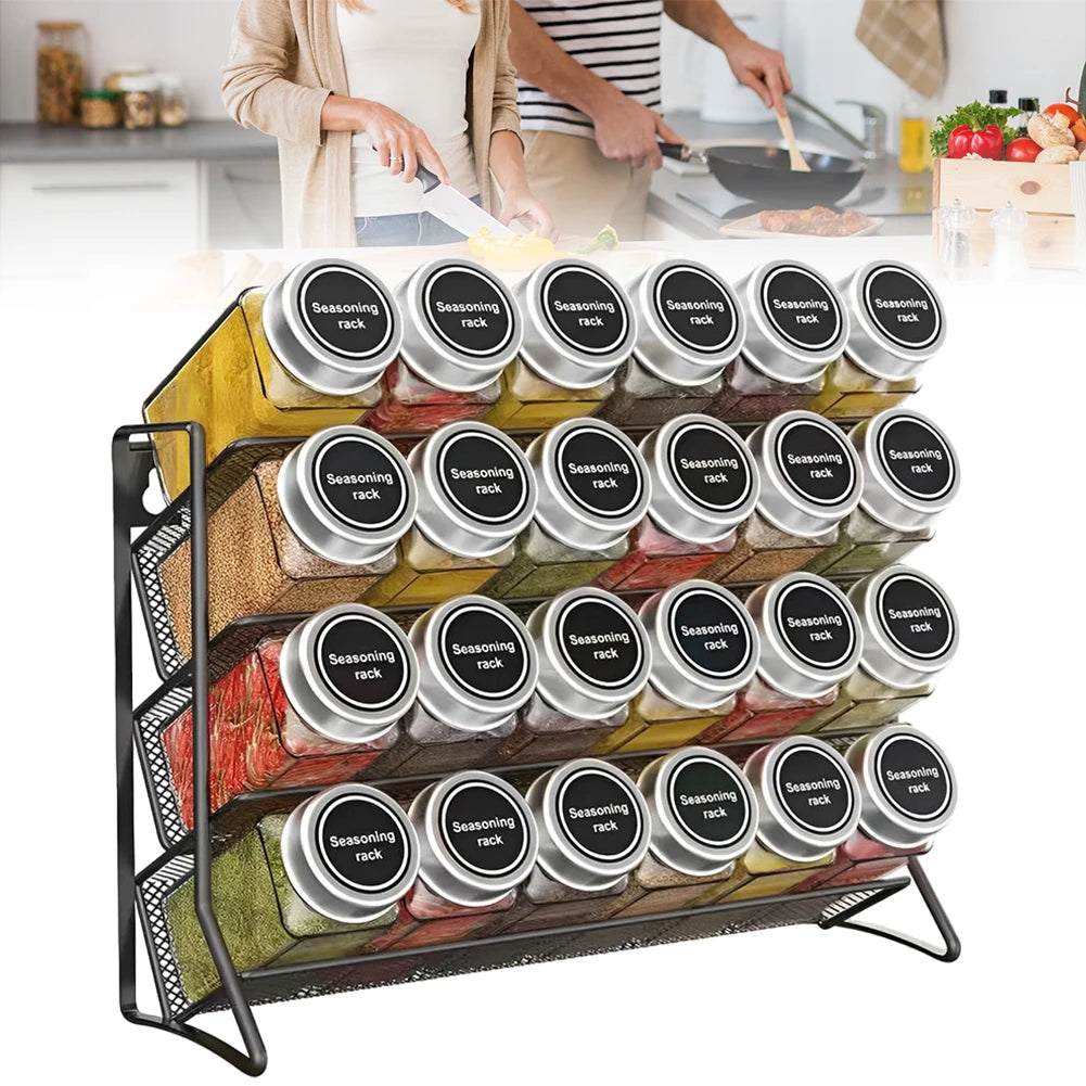 4 Tier  Container Holder Wall Mounted Spice Seasoning Organizer