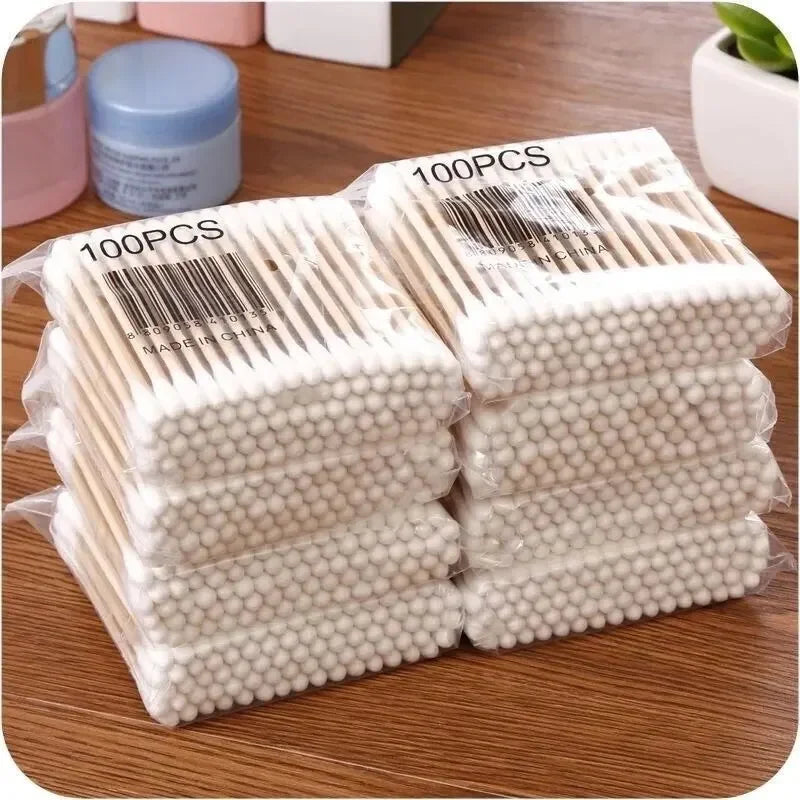 200/500 Double Round Headed Cotton Swabs Headed Cotton Swabs Bamboo Sticks