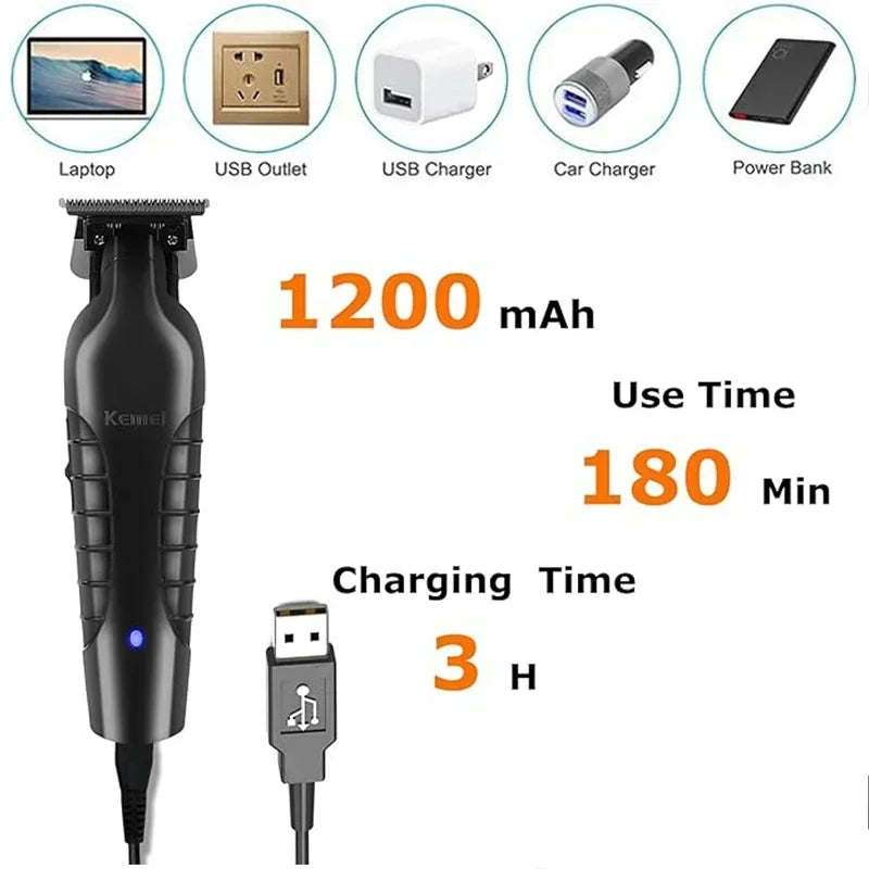 Kemei KM-2299 USB Fast Charging Clippers Barber Machine  Kemei Electric Hair Clipper