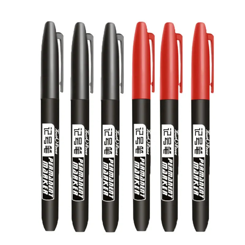 6 PCS Permanent Marker Pen Manga Drawing Markers Black Blue Red, Art School Supplies