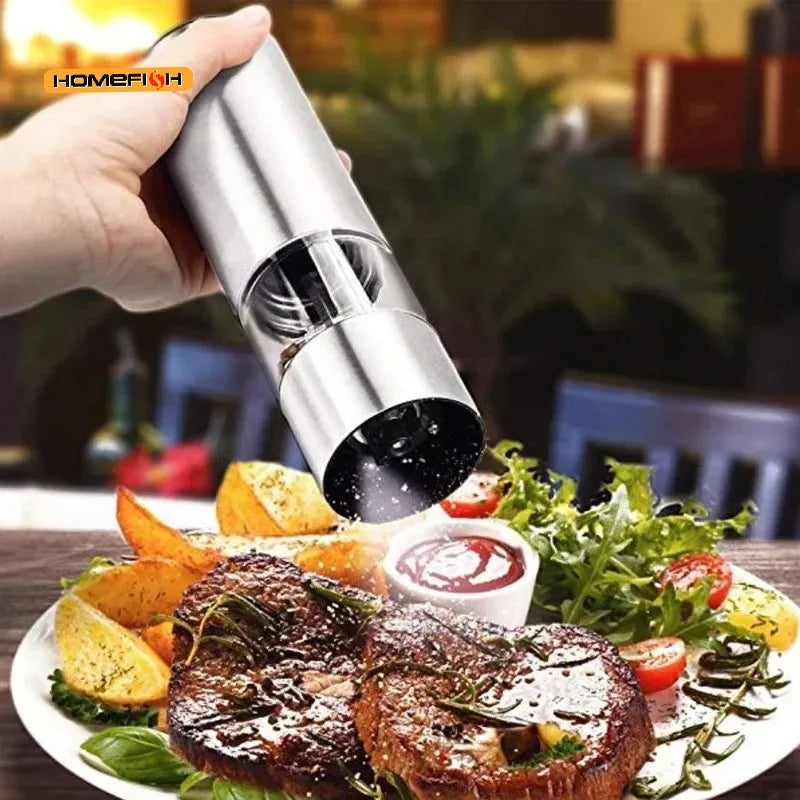 Electric Salt Pepper Grinder Set One Handed Operation Stainless