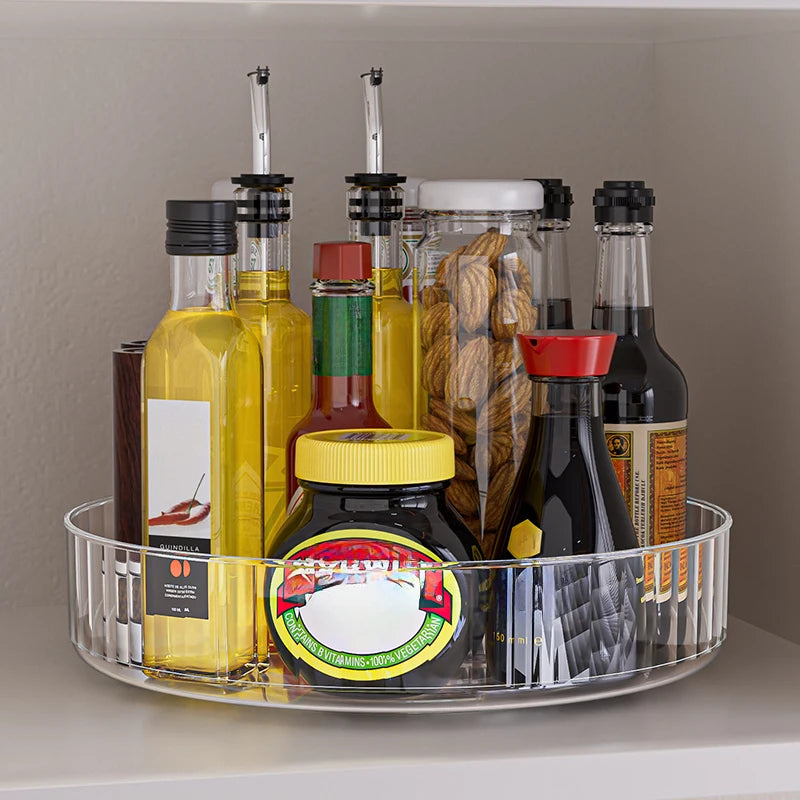 360° Rotating Tray Lazy Susan Fridge Organizer Turntable Storage Tray Clear Food Storage Organizer Spice r