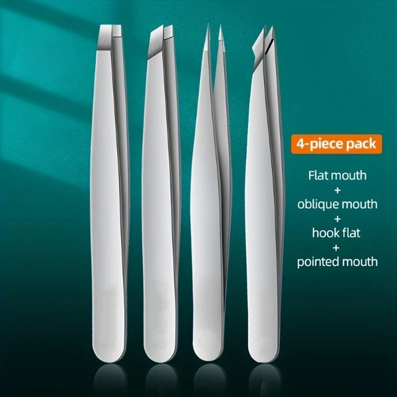 Ouriner Eyebrow Tweezers Set 4 Pcs Stainless Steel Eyebrow Forceps Professional Beauty