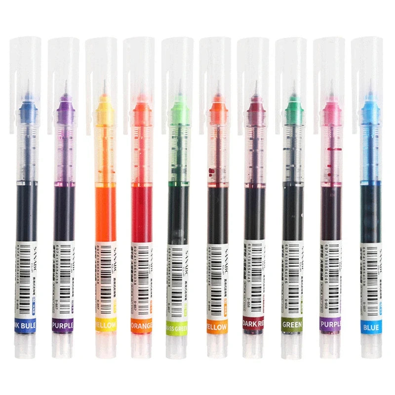 Set de 10 Bolígrafos Gel Kawaii Punta de Aguja Escritura Suave