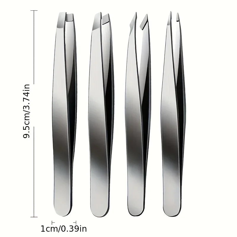 Ouriner Eyebrow Tweezers Set 4 Pcs Stainless Steel Eyebrow Forceps Professional Beauty