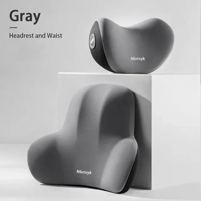 Memory Foam Headrest Lumbar Support Set Ergonomic Neck Pillow Back