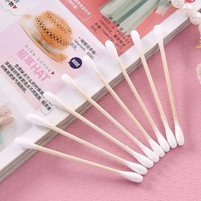 200/500 Double Round Headed Cotton Swabs Headed Cotton Swabs Bamboo Sticks