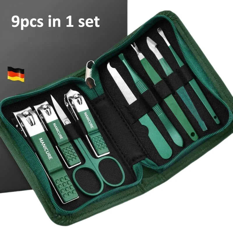 6-9 Pcs Manicure Set With Leather Case Professional Foot And Face Care