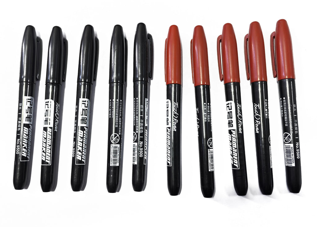 6 PCS Permanent Marker Pen Manga Drawing Markers Black Blue Red, Art School Supplies