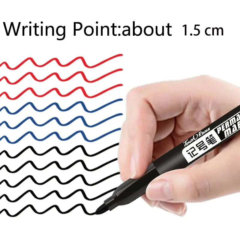 6 PCS Permanent Marker Pen Manga Drawing Markers Black Blue Red, Art School Supplies