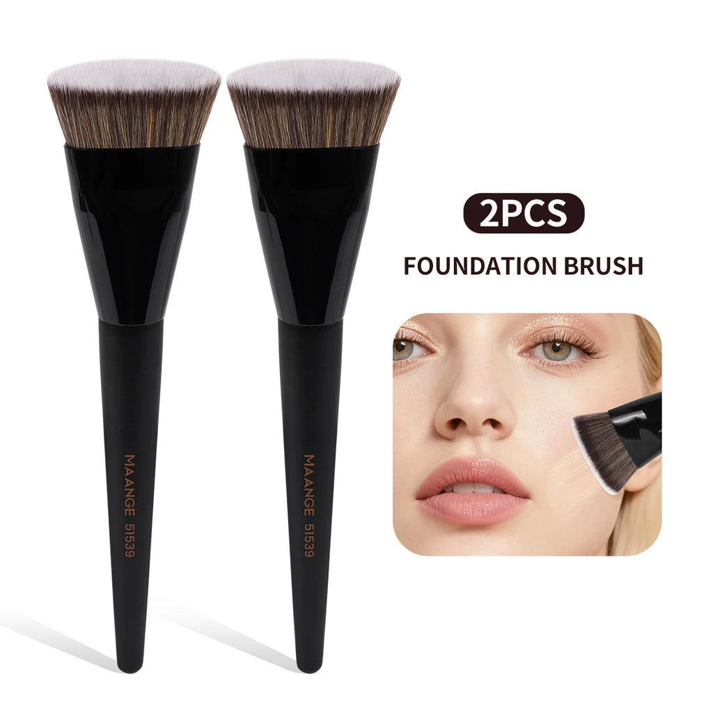 MAANGE Single Flat Round Tube Flat Head Foundation Brush With Box Powder Blush Makeup Brush Skin-friendly Makeup Tool