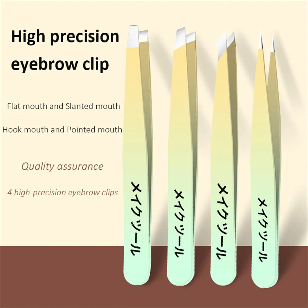 Ouriner Eyebrow Tweezers Set 4 Pcs Stainless Steel Eyebrow Forceps Professional Beauty