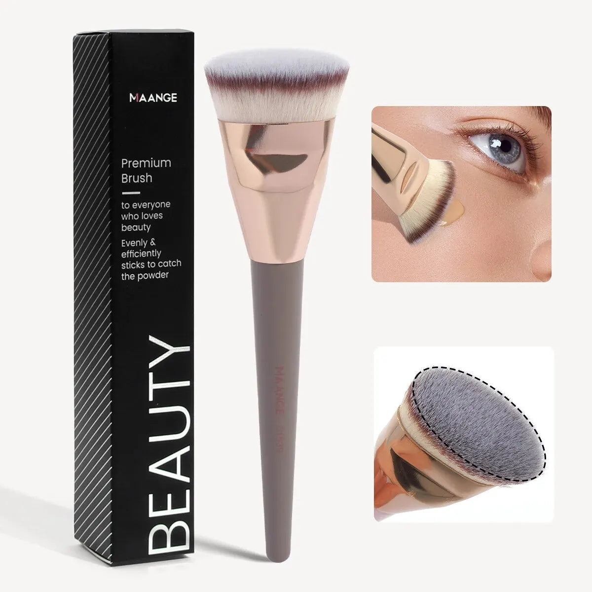 MAANGE Single Flat Round Tube Flat Head Foundation Brush With Box Powder Blush Makeup Brush Skin-friendly Makeup Tool