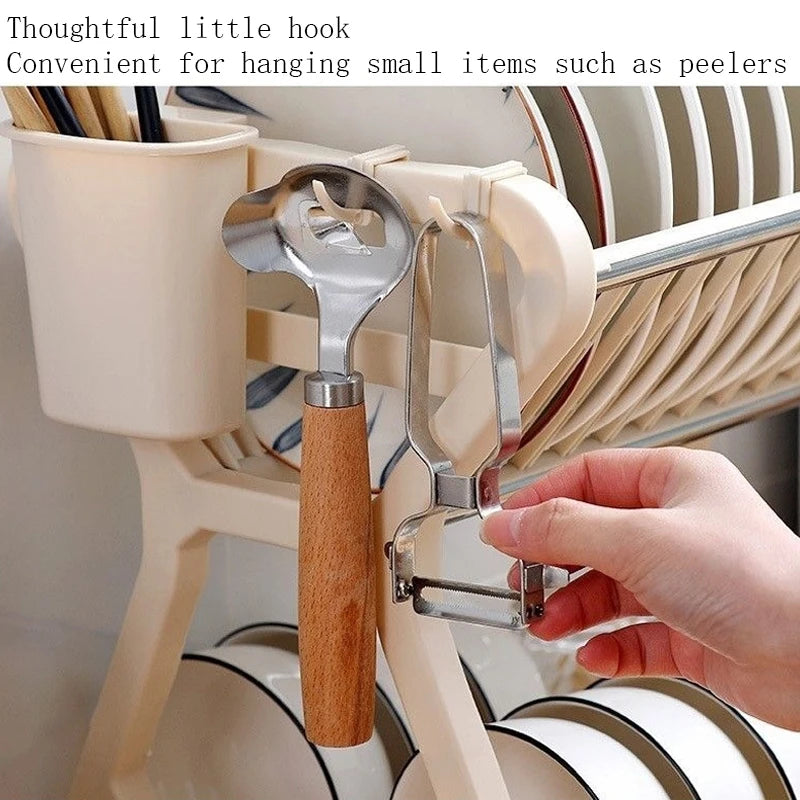 Kitchen Multifunctional Storage Rack, Bowl And Plate Organizer With Drainage Rack