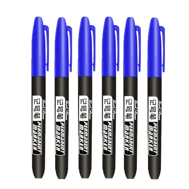 6 PCS Permanent Marker Pen Manga Drawing Markers Black Blue Red, Art School Supplies
