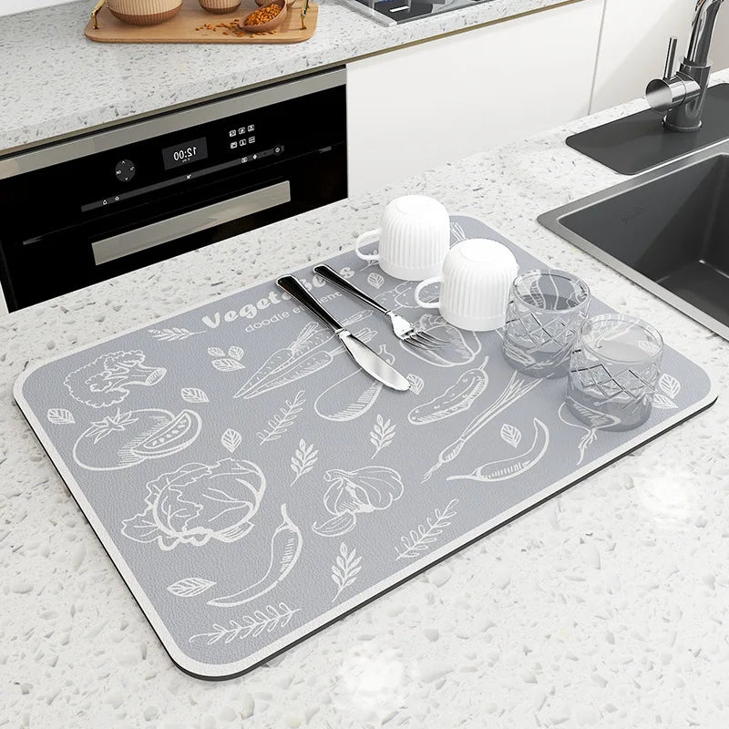 Super Absorbent Large Kitchen Absorbent Mat Antiskid Draining Coffee Dish Drying Mat
