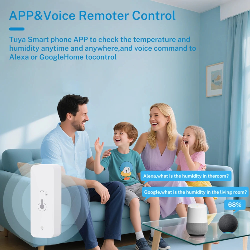Sensor WiFi de Temperatura y Humedad Tuya IP65 compatible con Alexa y Google Home