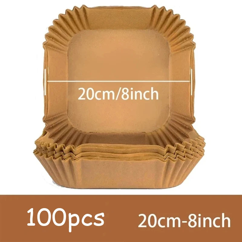 50Pcs Air Fryer Disposable Paper Non-Stick Airfryer Baking Papers Round Air-Fryer