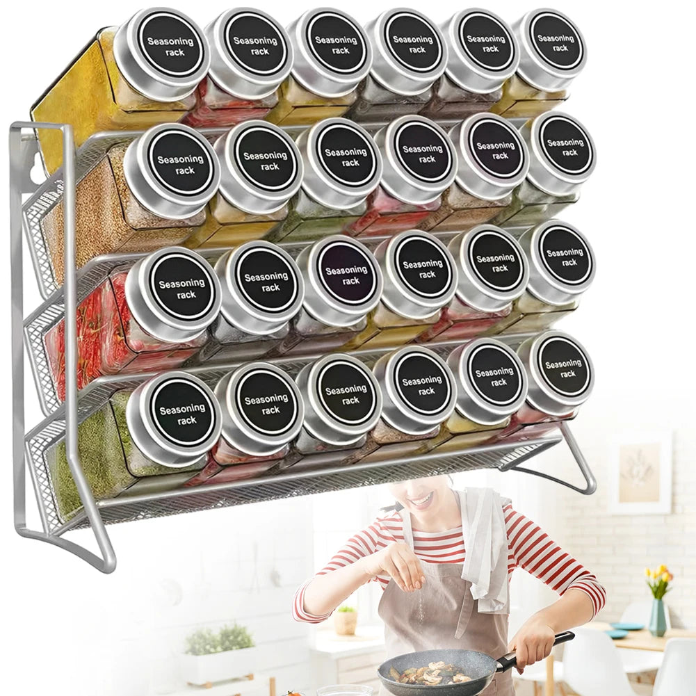 4 Tier  Container Holder Wall Mounted Spice Seasoning Organizer
