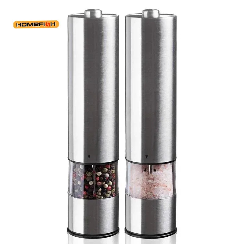 Electric Salt Pepper Grinder Set One Handed Operation Stainless