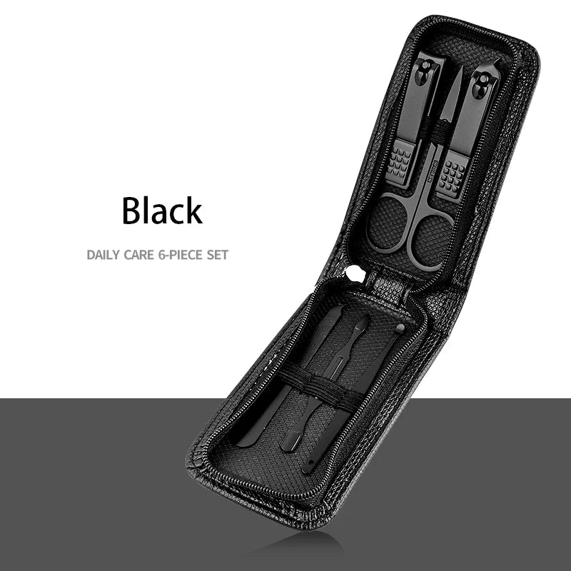 6-9 Pcs Manicure Set With Leather Case Professional Foot And Face Care