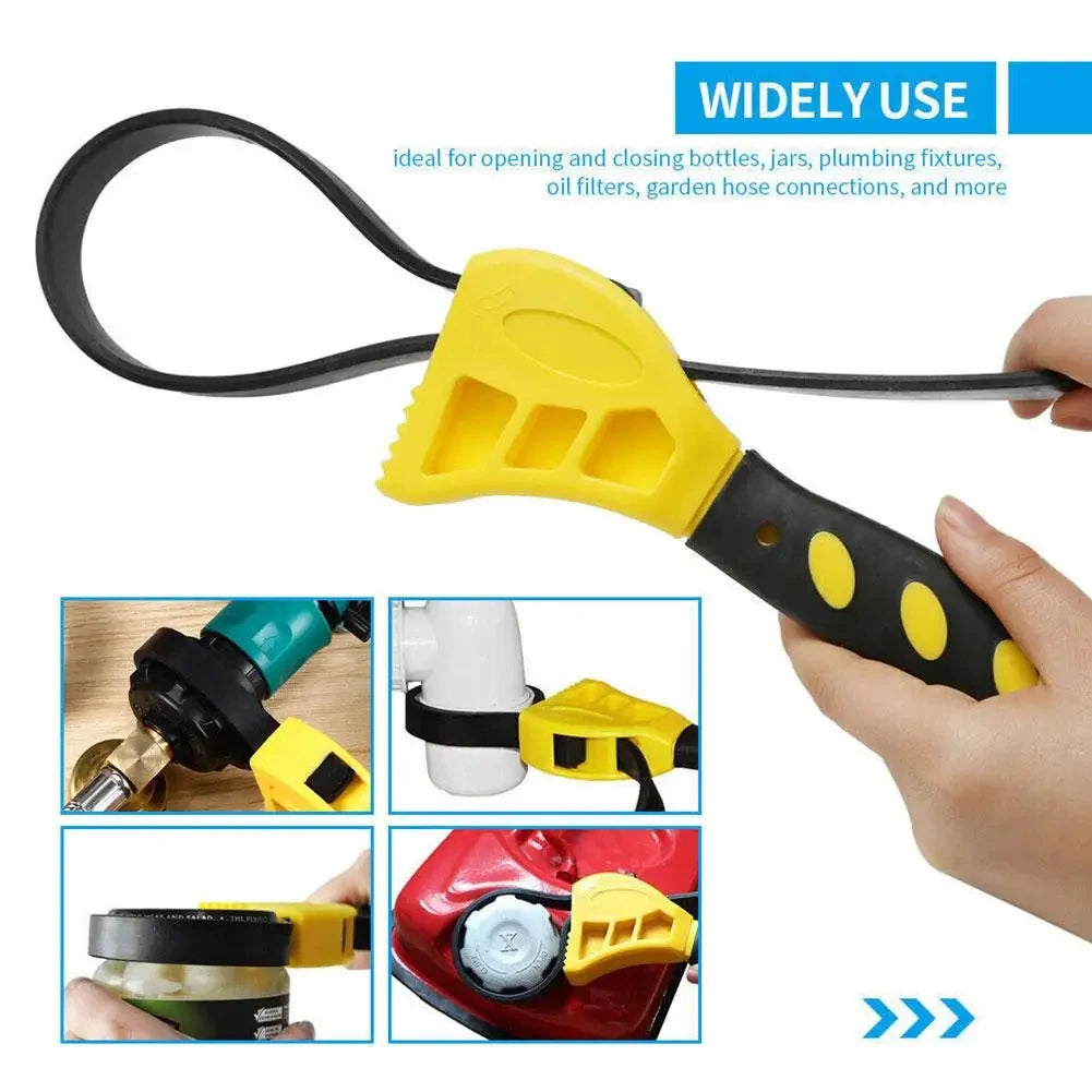 Multifunctional Belt Wrench Adjustable Rubber Strap Disassembly 6in