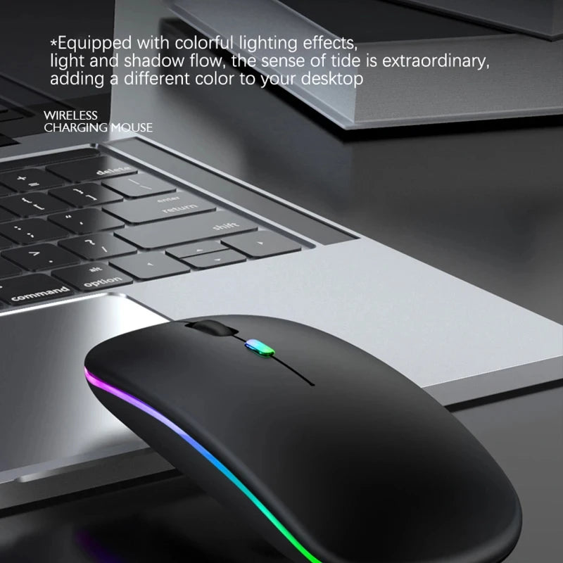 Ratón Inalámbrico Dual 2.4G + Bluetooth con LED y Recargable