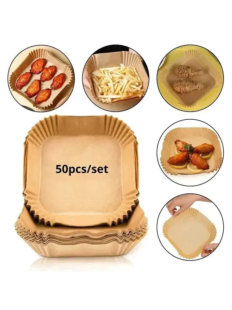 50Pcs Air Fryer Disposable Paper Non-Stick Airfryer Baking Papers Round Air-Fryer
