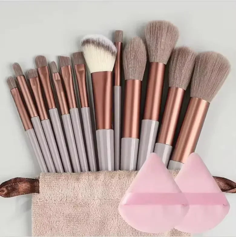 13pcs Premium Synthetic Nylon Bristle Makeup Brush Set - Soft