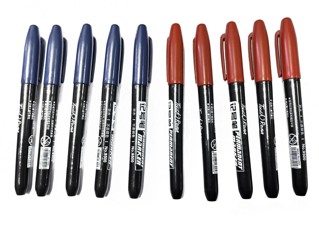 6 PCS Permanent Marker Pen Manga Drawing Markers Black Blue Red, Art School Supplies