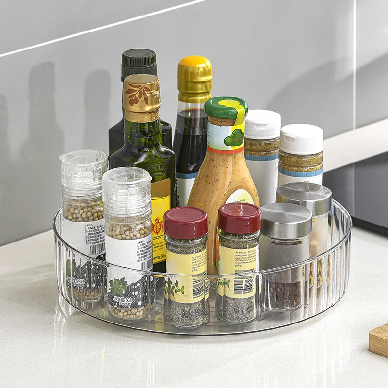 360° Rotating Tray Lazy Susan Fridge Organizer Turntable Storage Tray Clear Food Storage Organizer Spice r