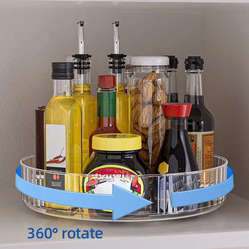 360° Rotating Tray Lazy Susan Fridge Organizer Turntable Storage Tray Clear Food Storage Organizer Spice r