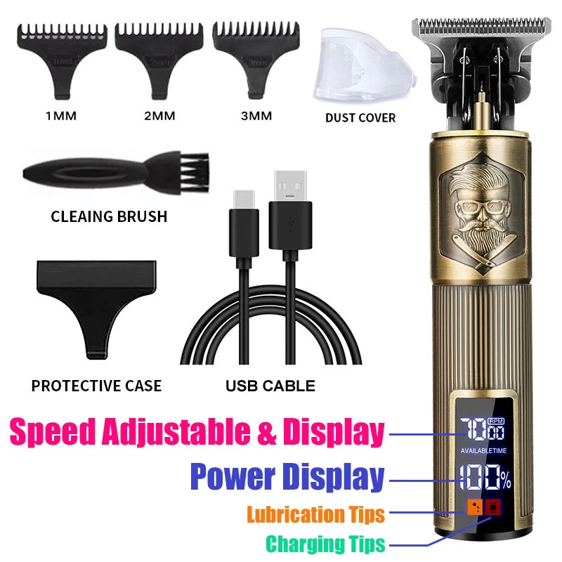 Vintage Hair Clipper USB Charging Hair Cutting Machine Electric Hair