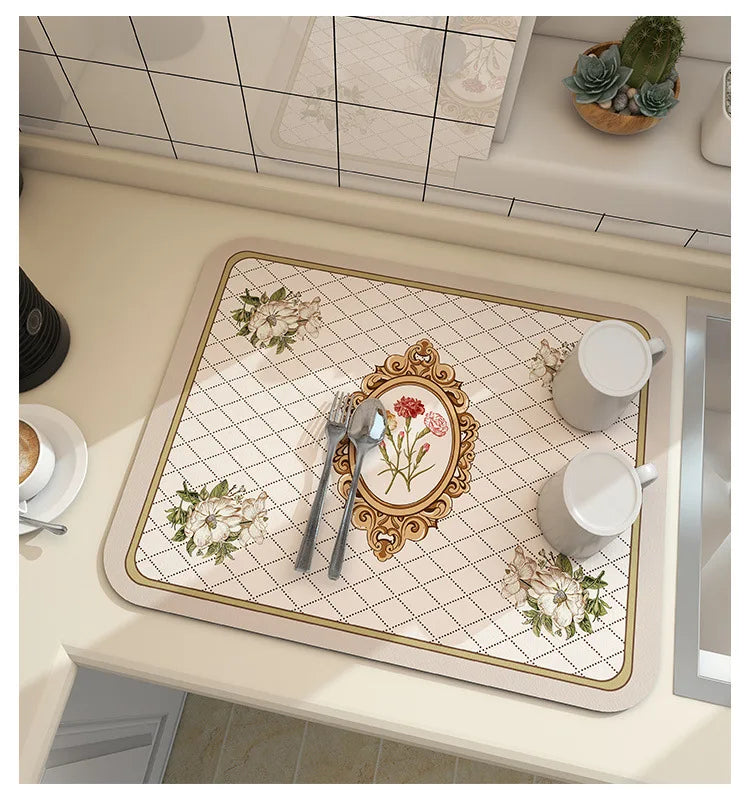 Super Absorbent Large Kitchen Absorbent Mat Antiskid Draining Coffee Dish Drying Mat