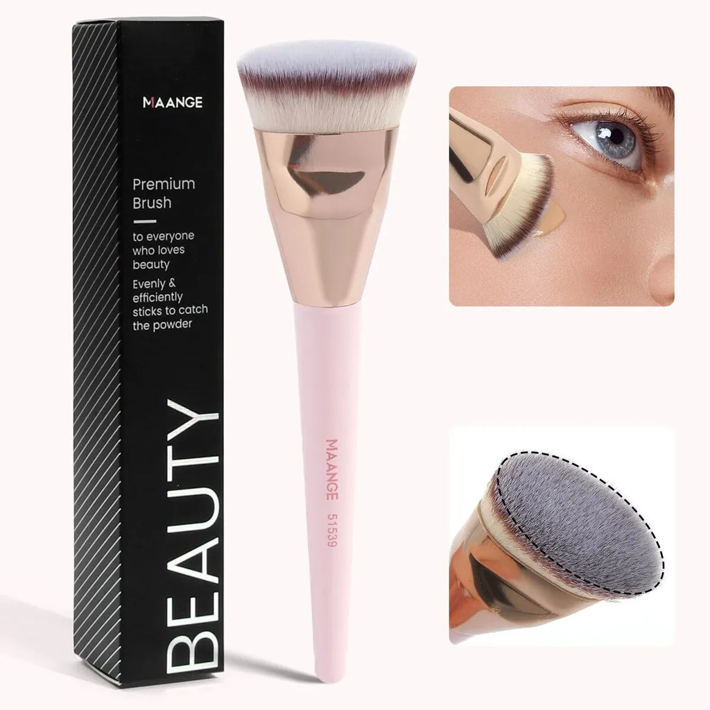 MAANGE Single Flat Round Tube Flat Head Foundation Brush With Box Powder Blush Makeup Brush Skin-friendly Makeup Tool