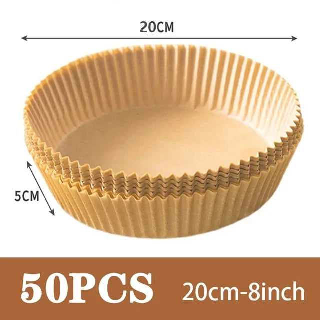50Pcs Air Fryer Disposable Paper Non-Stick Airfryer Baking Papers Round Air-Fryer