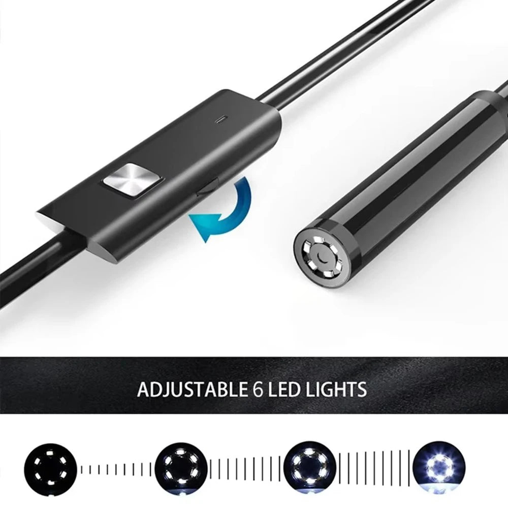 Cámara Endoscopio Type-C IP67 con 6 LEDs Ajustables para Android y PC