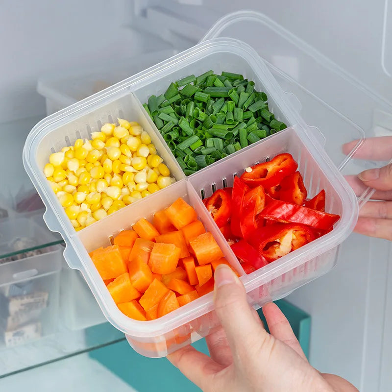 Refrigerator Storage Box 4/6 Grid Food Vegetable Fruit Storage Box