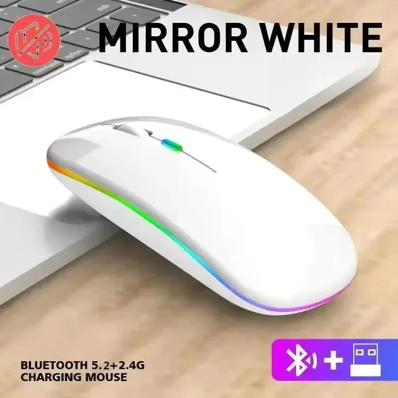 Ratón Inalámbrico Dual 2.4G + Bluetooth con LED y Recargable